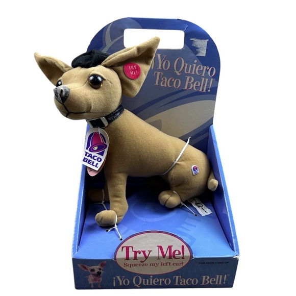 1998 Taco Bell Talking Chihuahua Plush Dog “Yo Quiero Taco Bell” 10” Tested NEW - Picture 1 of 9